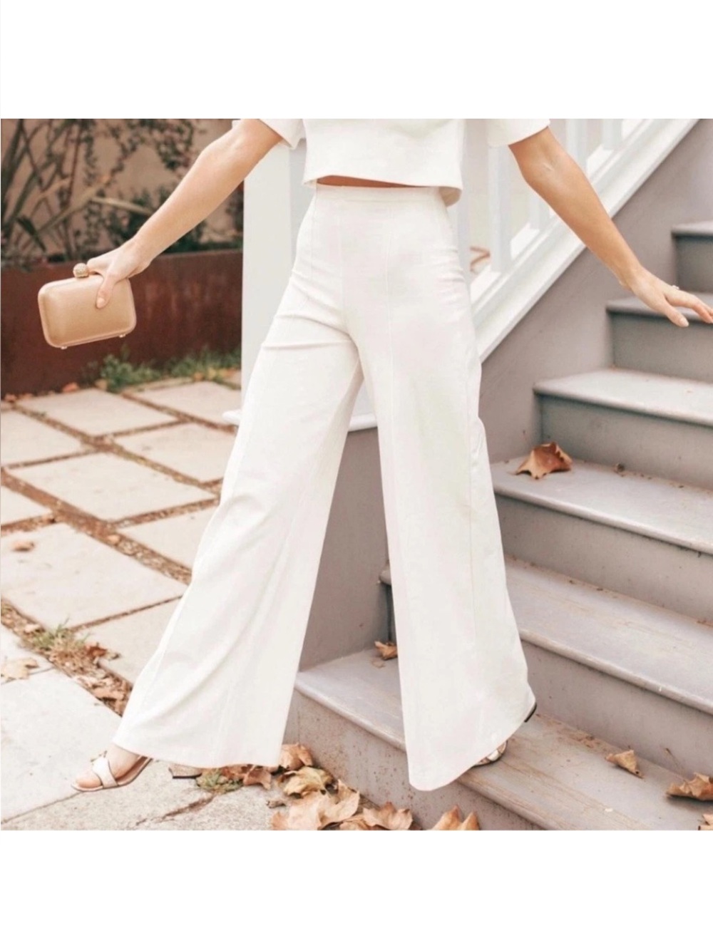 High-Rise White Wide-Leg pants - Sleek Flare Style
